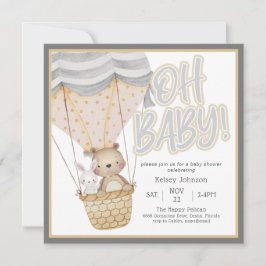 Neutral Oh Baby Woodland Animals Baby Shower Einladung