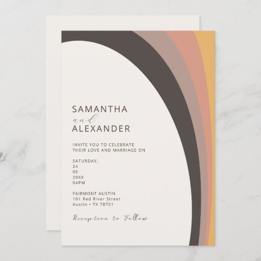 Neutral Ombre Boho Rainbow Lässig Wedding Einladung (Vorne/Hinten)