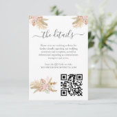Neutral Palm and Pampas Flower Decor Wedding Begleitkarte (Stehend Vorderseite)