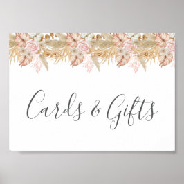 Neutral Palm and Pampas Flower Decor Wedding Poster