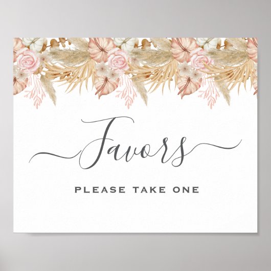 Neutral Palm and Pampas Flower Decor Wedding Poster (Vorne)