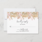 Neutral Palm and Pampas Flower Decor Wedding RSVP Karte (Vorderseite)