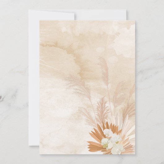 Neutral Pampas Baby Brunch Babydusche Einladung (Rückseite)