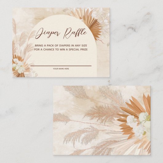 Neutral Pampas Diaper Raffle Begleitkarte (Vorne/Hinten)