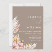 Neutral Pampas Grass Floral Modern Elegant Wedding Einladung (Vorderseite)