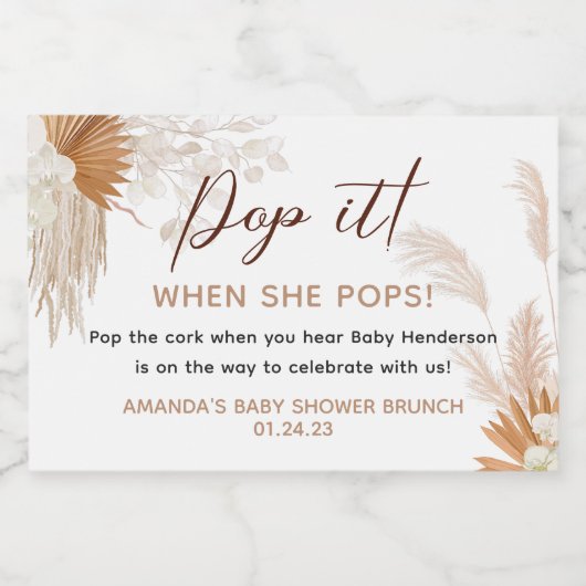 Neutral Pampas Grass Gevor Schaumweinetikett (Einzelnes Label)