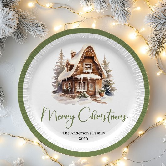 Neutral Pastel Christmas Personalized Family Plate Pappteller