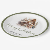 Neutral Pastel Christmas Personalized Family Plate Pappteller (Schrägansicht)