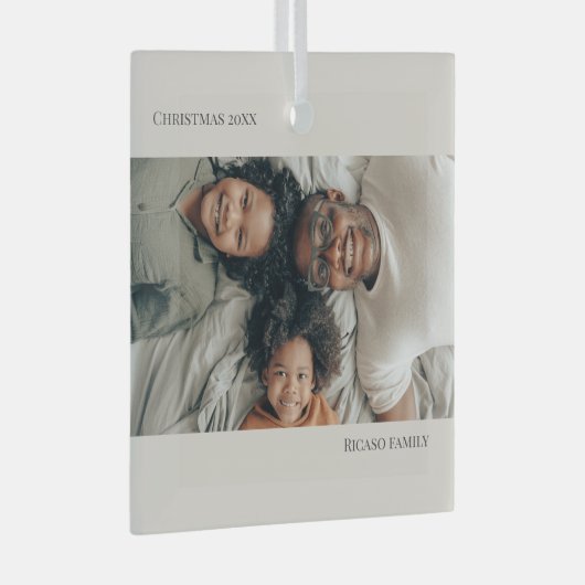 Neutral Personalized Photo Christmas Ornament Aus Glas (Vorderseite Rechts)