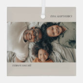 Neutral Personalized Photo Christmas Ornament Aus Glas (Rückseite)
