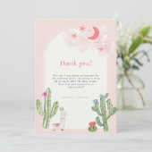 Neutral Pink Boho Arch Cactus Baby Shower Dankeskarte (Stehend Vorderseite)
