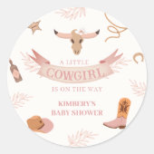 Neutral Pink Boho Wild West Cowgirl Babydusche Runder Aufkleber (Vorderseite)