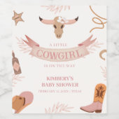 Neutral Pink Boho Wild West Cowgirl Babydusche Weinetikett (Einzelnes Label)