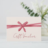 Neutral pink Ribbon On Beige gift certificate (Stehend Vorderseite)