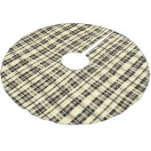 Neutral Plaid Sepia Tone Black Beige Polyester Weihnachtsbaumdecke (Schrägansicht)