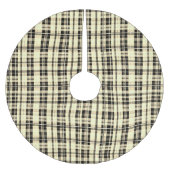 Neutral Plaid Sepia Tone Black Beige Polyester Weihnachtsbaumdecke (Vorderseite)