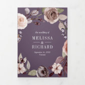 Neutral Pumpkin Floral QR Code Blasser Lila Hochze Dreifach Gefaltete Einladung (Cover)