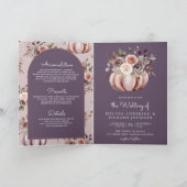 Neutral Pumpkin Floral QR Code Pale Purple Wedding Einladung (Innenseite)