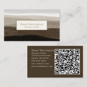 Neutral QR Code Business Card Abstrakt braun Visitenkarte