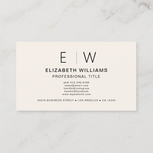 Neutral QR Code Monogram Minimalistisch modern Visitenkarte (Rückseite)