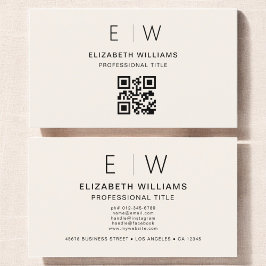 Neutral QR Code Monogram Minimalistisch modern Visitenkarte
