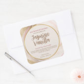 Neutral rosa Pinselstrich Goldener Chic Quadratischer Aufkleber (Umschlag)