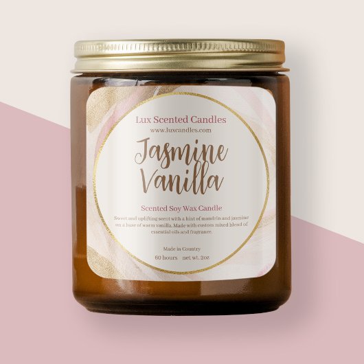 Neutral rosa Pinselstrich Goldener Chic Quadratischer Aufkleber