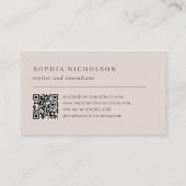 Neutral Rosa und Braun | Monogramm und QR-Code Visitenkarte (Rückseite)