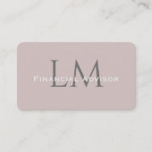 Neutral Rose Taupe Monogram Business Card Visitenkarte (Vorderseite)