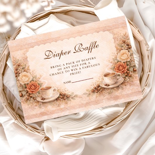 Neutral Rustic A Baby Is Brewing Diapper Raffle Begleitkarte