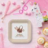 Neutral Rustic Boho Cactus Cowgirl Baby Shower Pappteller (Party)