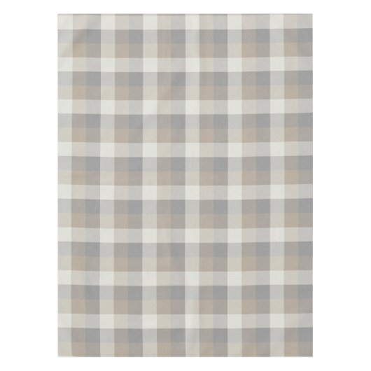 Neutral Rustic Tan Gray Ivory Kariert Tischdecke (Vorderseite)