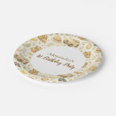 Neutral Safari Animals Wild One First Birthday Pappteller (Schrägansicht)