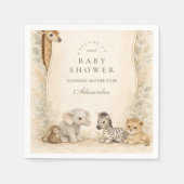 Neutral Safari Jungle Animals Baby Shower Serviette (Vorderseite)