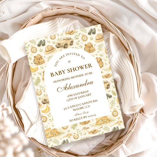 Neutral Safari Jungle Baby Shower Einladung
