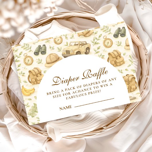 Neutral Safari Jungle Diapper Raffle Begleitkarte