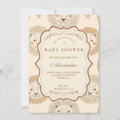 Neutral Safari Lion Baby Shower Einladung (Vorderseite)