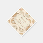 Neutral Safari Lion Baby Shower Serviette (Ecke)