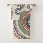 Neutral Sage Blue Multi Mandala Badhandtuch Set (Insitu)