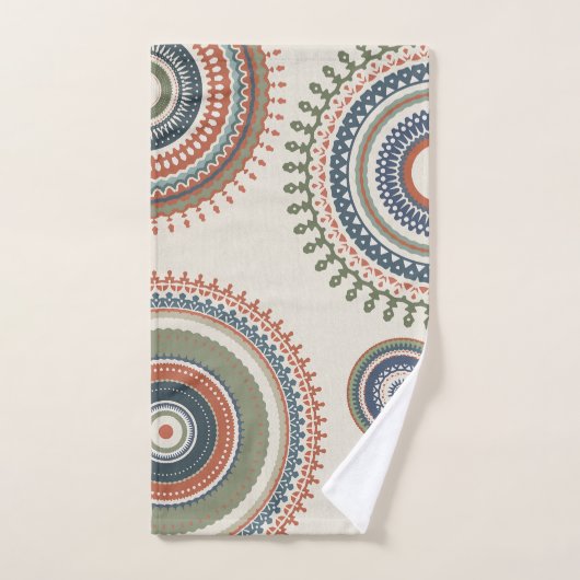 Neutral Sage Blue Multi Mandala Badhandtuch Set (Handtuch)