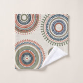 Neutral Sage Blue Multi Mandala Badhandtuch Set (Waschlappen)