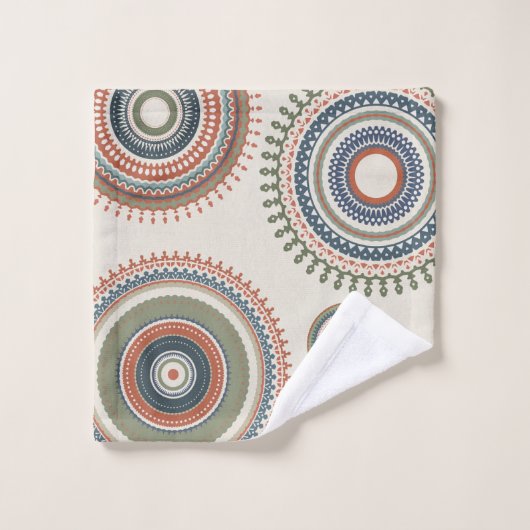 Neutral Sage Blue Multi Mandala Badhandtuch Set (Waschlappen)