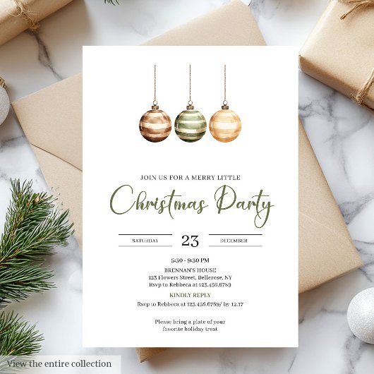 Neutral Sage Ivory Scandinavian Christmas Party Einladung