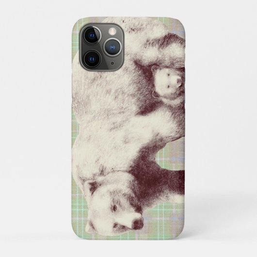  Neutral Sage Plaid Bear Case-Mate iPhone Hülle (Rückseite)