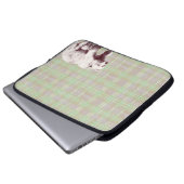 Neutral Sage Plaid Bear Laptopschutzhülle (Vorne Knopf)