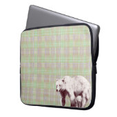 Neutral Sage Plaid Bear Laptopschutzhülle (Vorderseite Links)