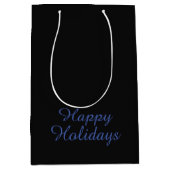 Neutral Schwarz & Blau Schlichte Elegante Frohe Fe Mittlere Geschenktüte (Vorderseite)