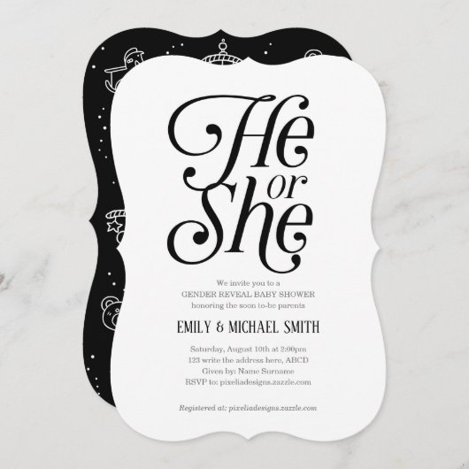 Neutral, Schwarz und Weiß, Er oder sie, Genderdars Einladung (Vorne/Hinten)