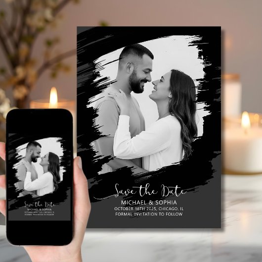 Neutral Schwarz-weiß Save the Date modern einzigar