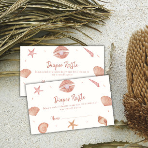Neutral Seashell Pearl Diaper Rafle Baby Dusche Begleitkarte